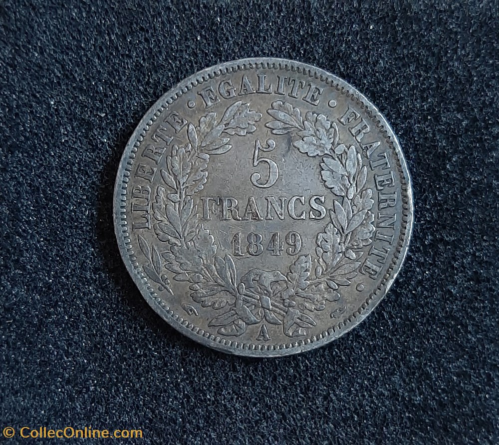 1849 A - 5 Francs monnaies france 1849 a 5 francs