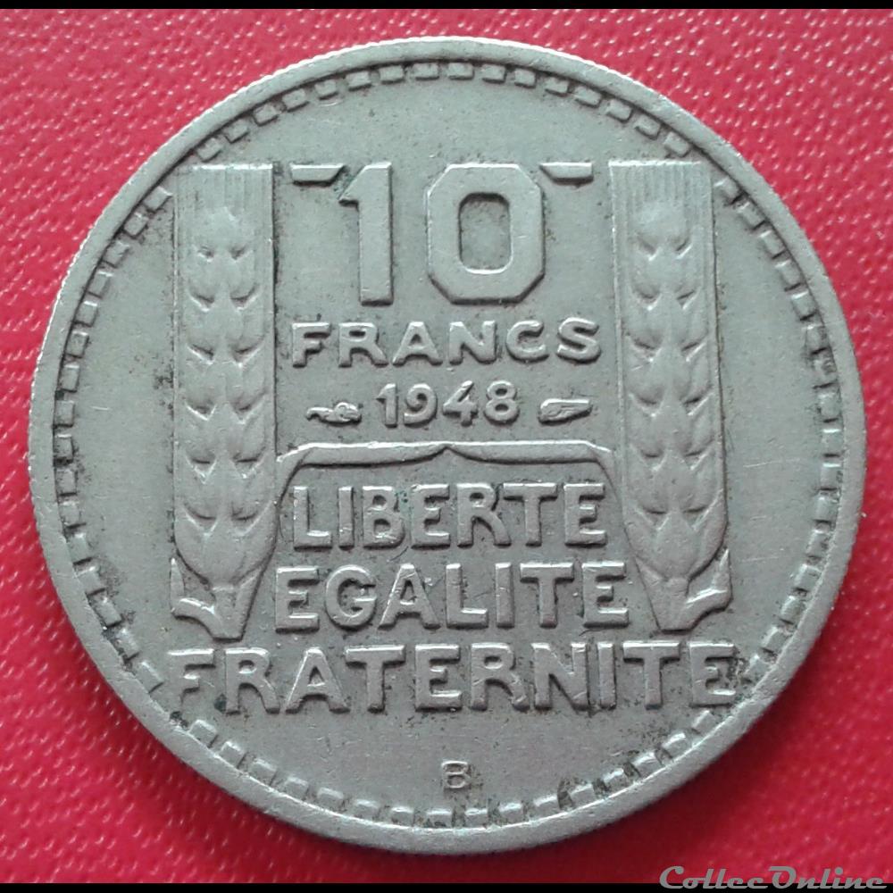 1948 B - 10 francs - Petite tête - B proche listel monnaies monde france 1948 b 10 francs petite tete b proche listel