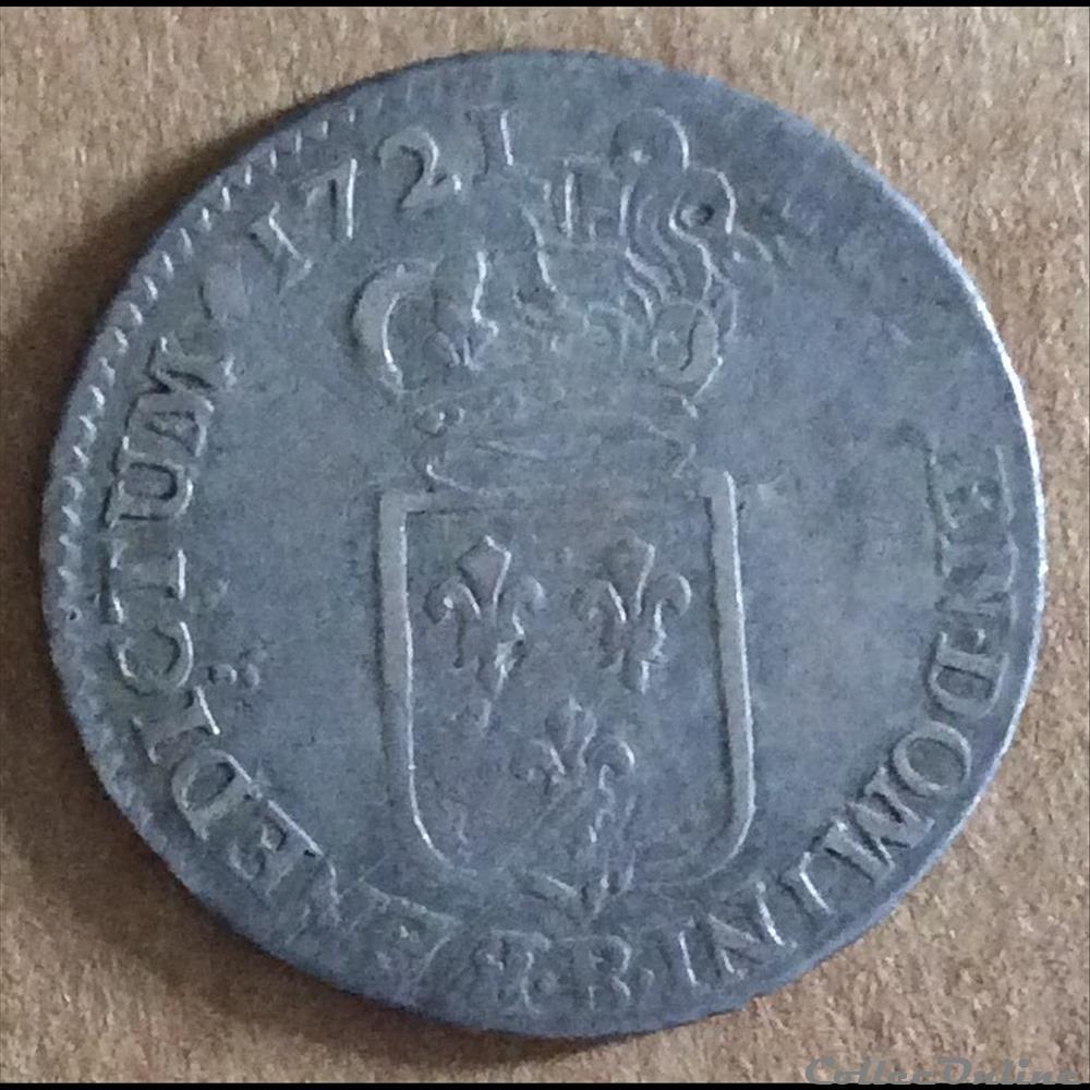 1721 - 1/6ème écu au grand écusson de France monnaies europe medievale royales 1721 1 6eme ecu au grand ecusson de france