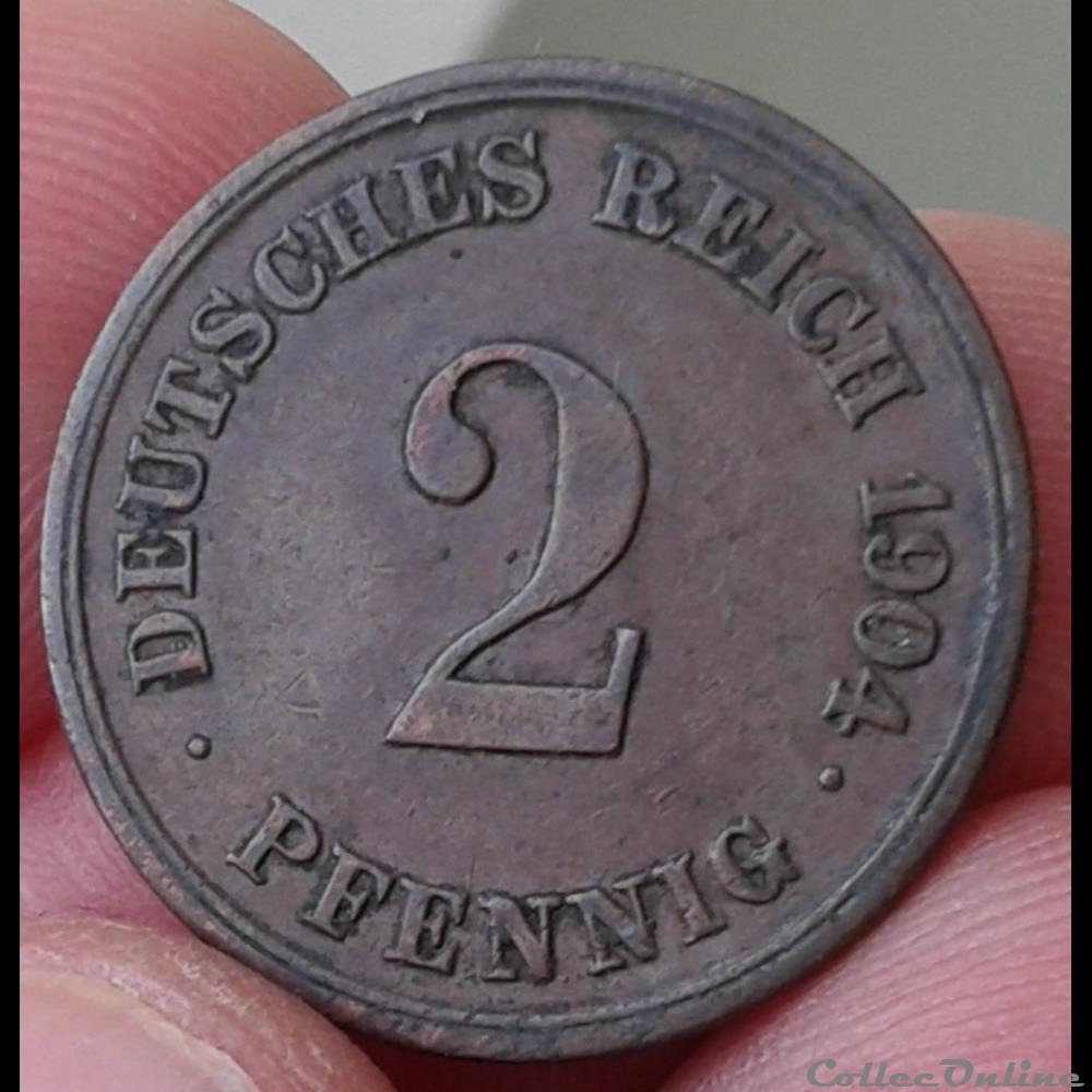Allemagne - 2 pfennig 1904 E monnaie monde suede allemagne 2 pfennig 1904 e