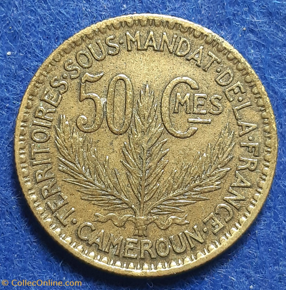 monnaies monde france cameroun 50 centimes 1924