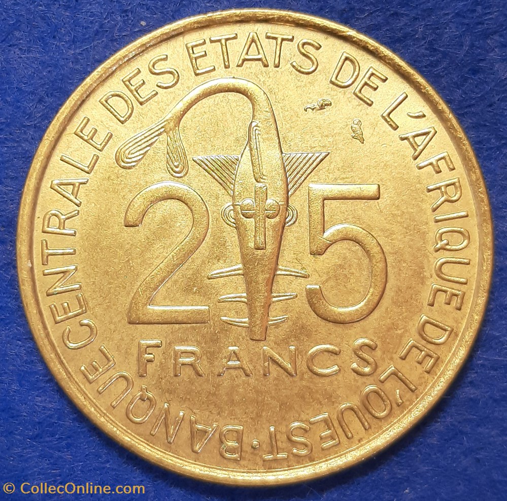 monnaies monde l etats afrique de ouest 25 francs 1970
