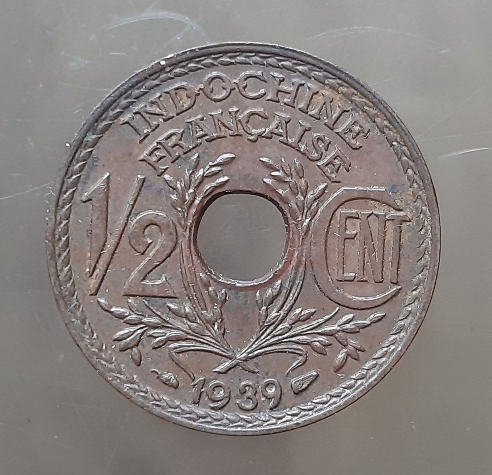 Indochine Francaise – 1/2 centième 1939 monnaies colonies francaises indochine francaise 1 2 centieme 1939