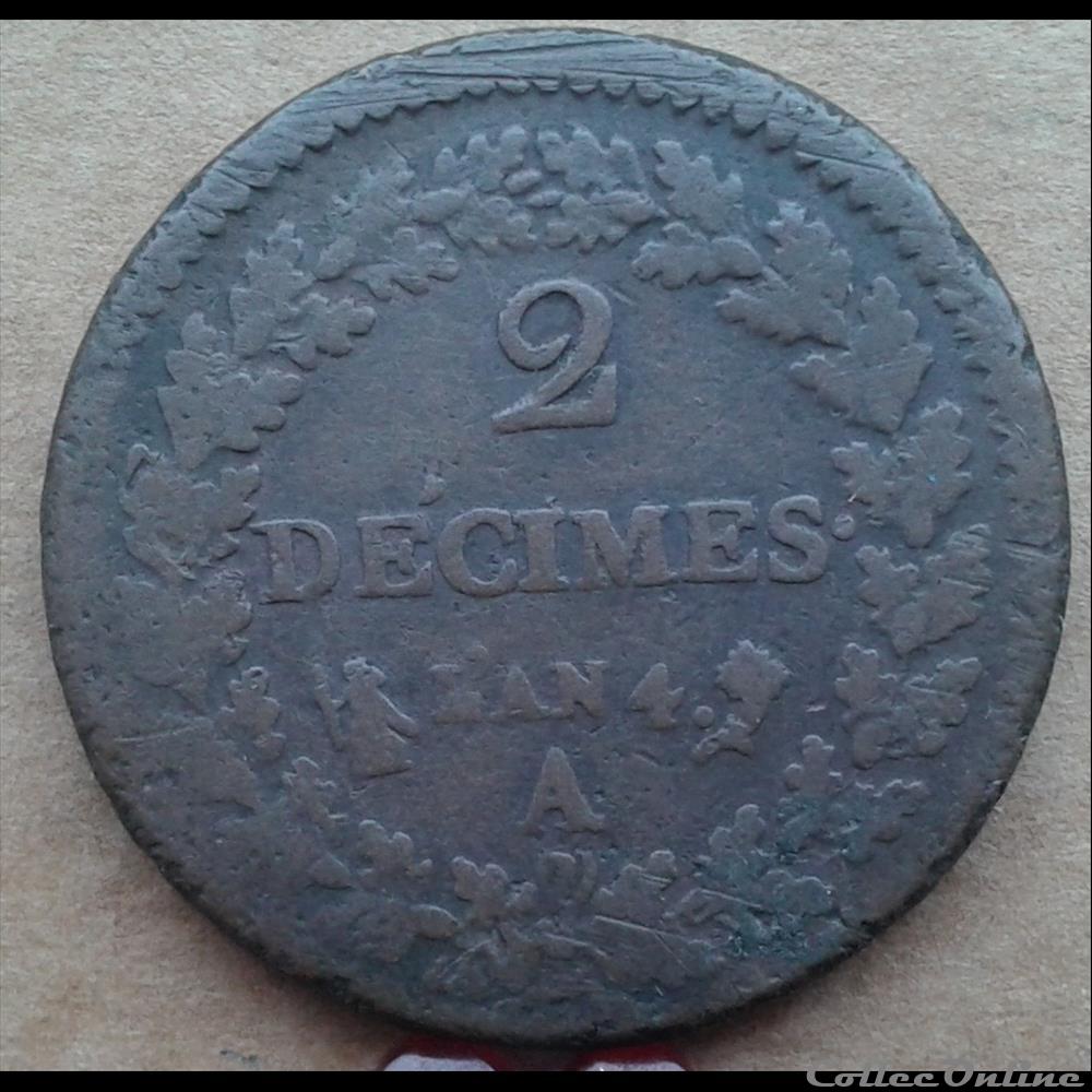 AN 4 A - 2 decimes monnaies france modernes an 4 a 2 decimes