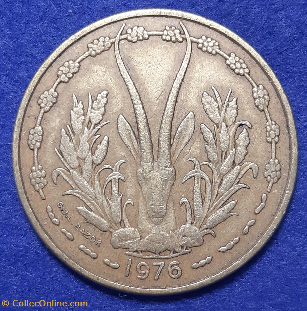 États Afrique de l'Ouest - 25 francs 1976 monnaies monde l etats afrique de ouest 25 francs 1976