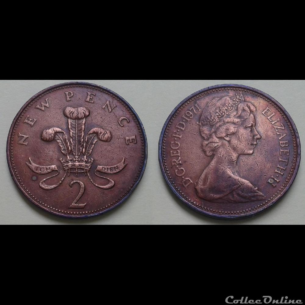 Royaume Uni - 2 new pence 1971 monnaie monde royaume uni 2 new pence 1971
