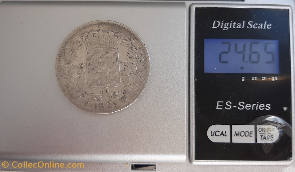 1821 W - 5 Francs 4 monnaies monde france 1821 w 5 francs