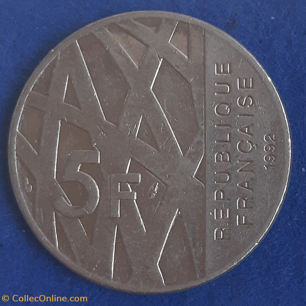 1992 - 5 francs commémorative monnaies monde france 1992 5 francs commemorative