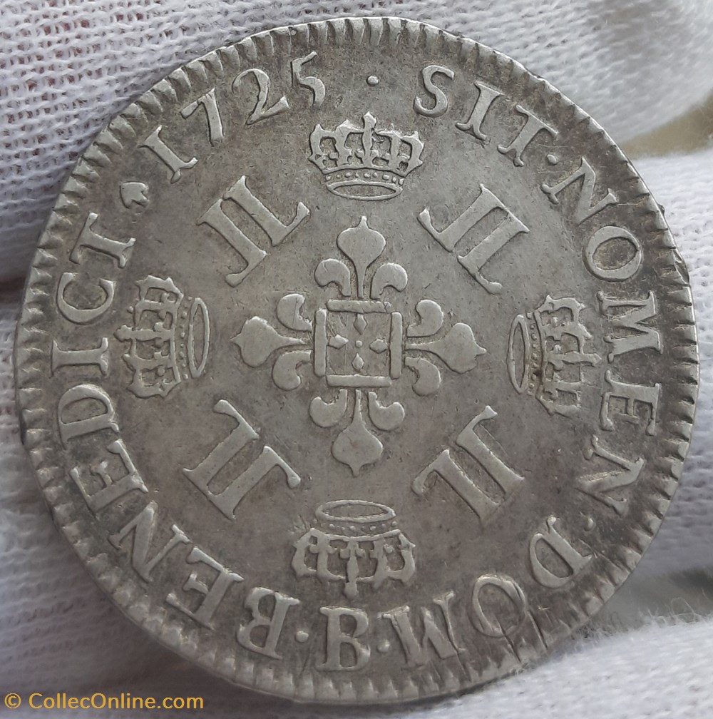 1725 - 1/2 écu aux 8 L monnaies europe medievale france royales 1725 1 2 ecu aux 8 l