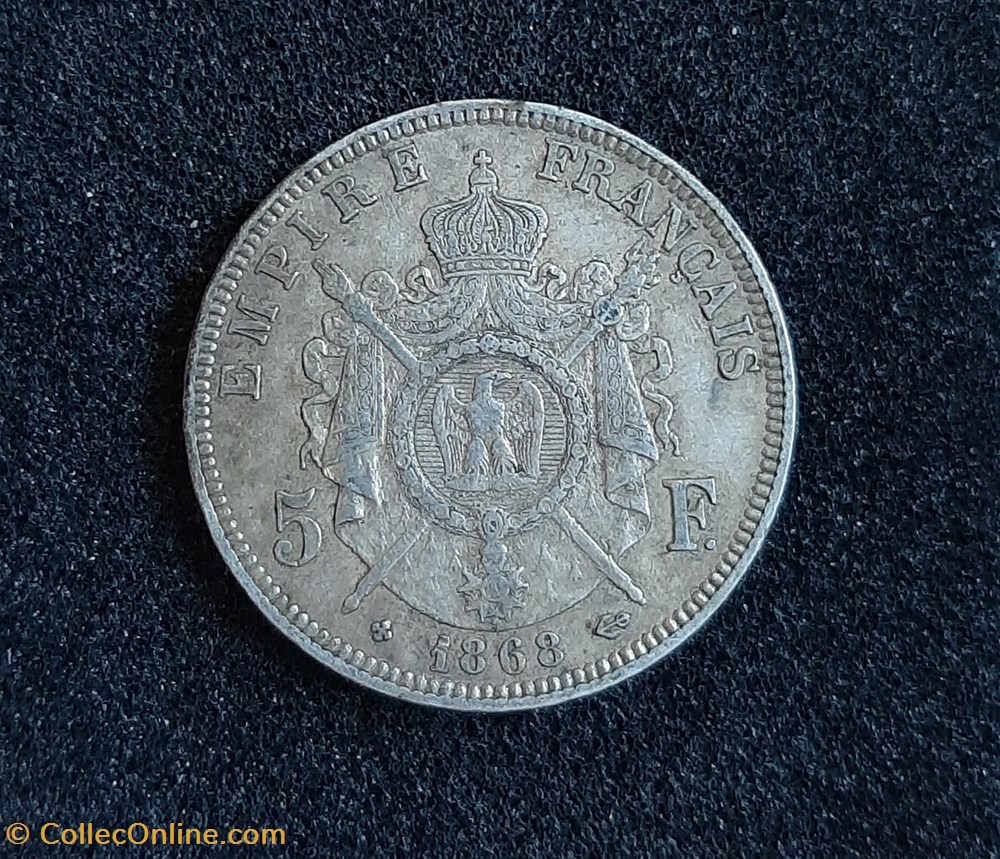 monnaies monde france 1868 bb 5 francs