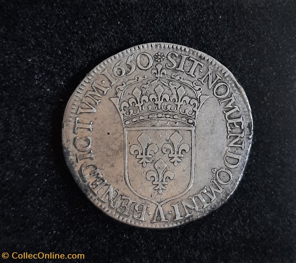 1650 A - Ecu à la mèche longue monnaies france royales 1650 a ecu a la meche longue