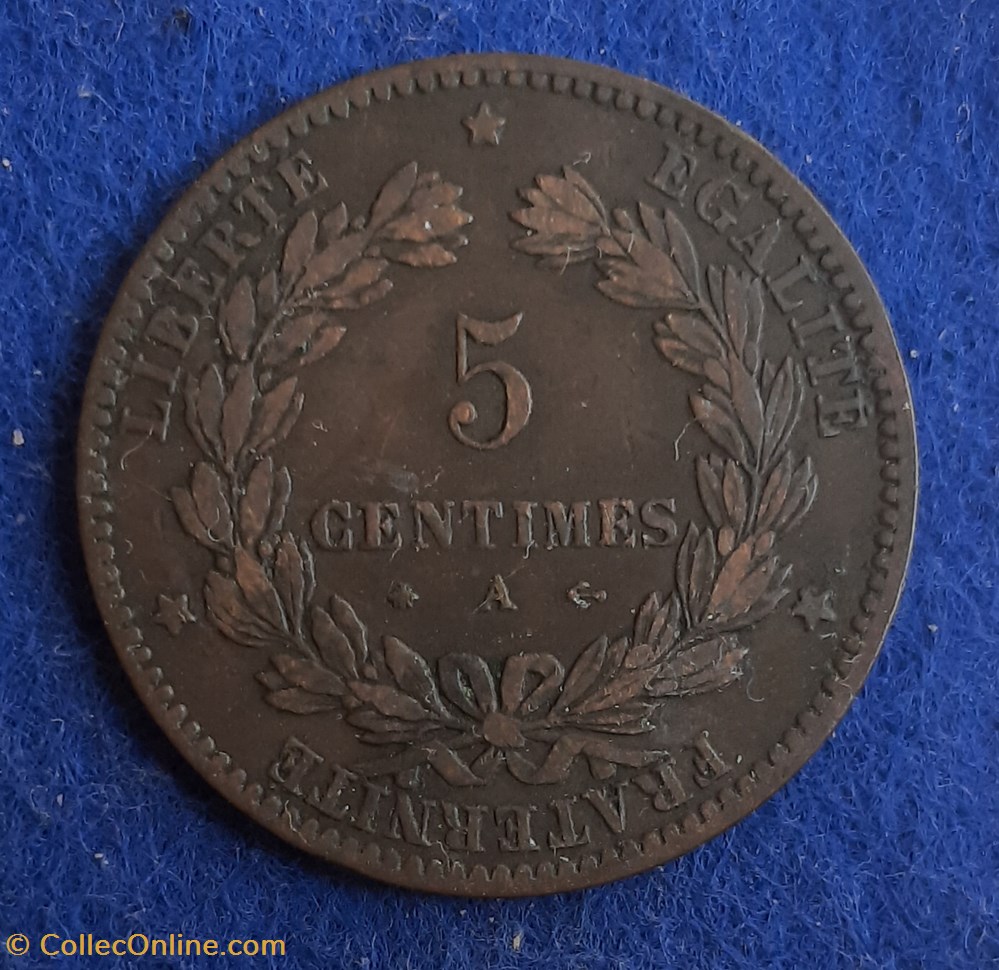 monnaies monde france 1874 a 5 centimes