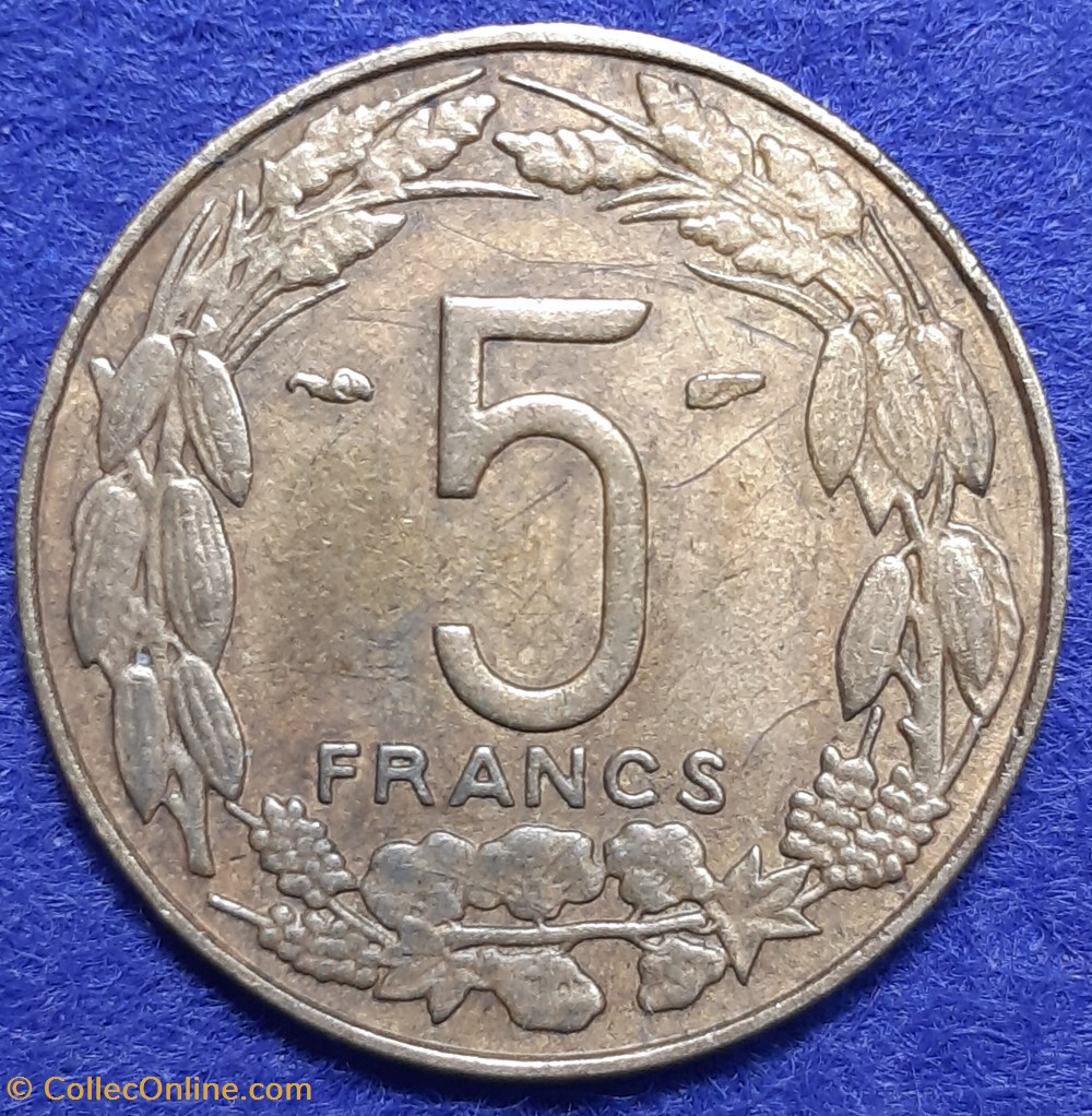 Cameroun - 5 francs 1958 monnaies monde cameroun 5 francs 1958