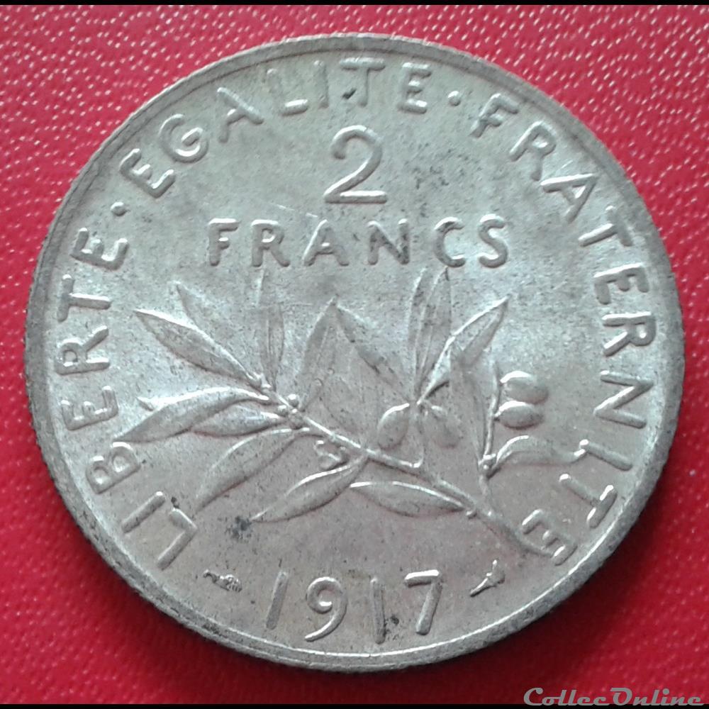 1917 - 2 francs monnaies monde france 1917 2 francs