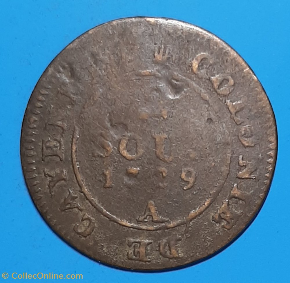 1789 A (3) - 2 sous de Cayenne monnaie 1789 a 3 2 sous de cayenne