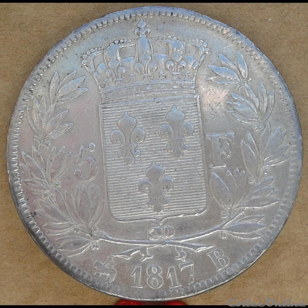 1817 - 5 francs monnaies europe medievale france 1817 5 francs