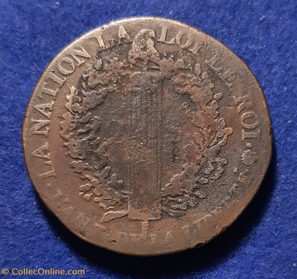 monnaies europe medievale france 1791 2 sols francois