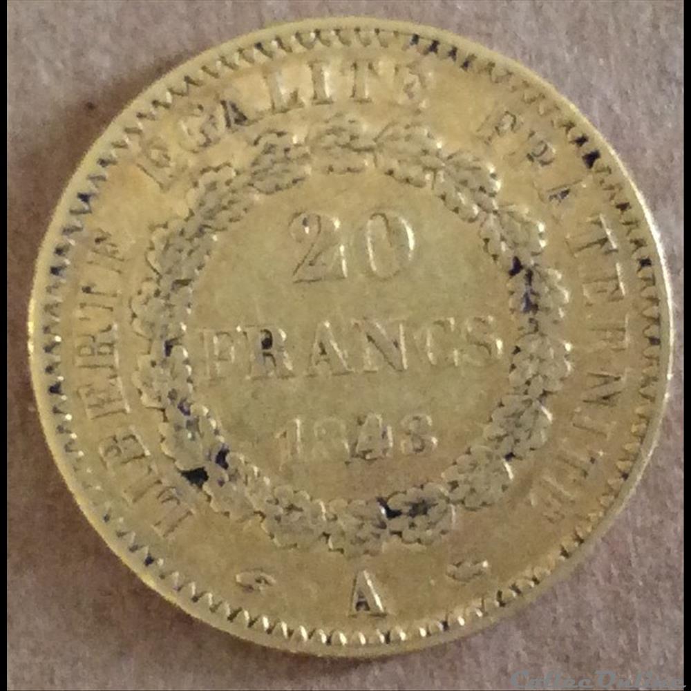 monnaies france 1848 a 20 francs or