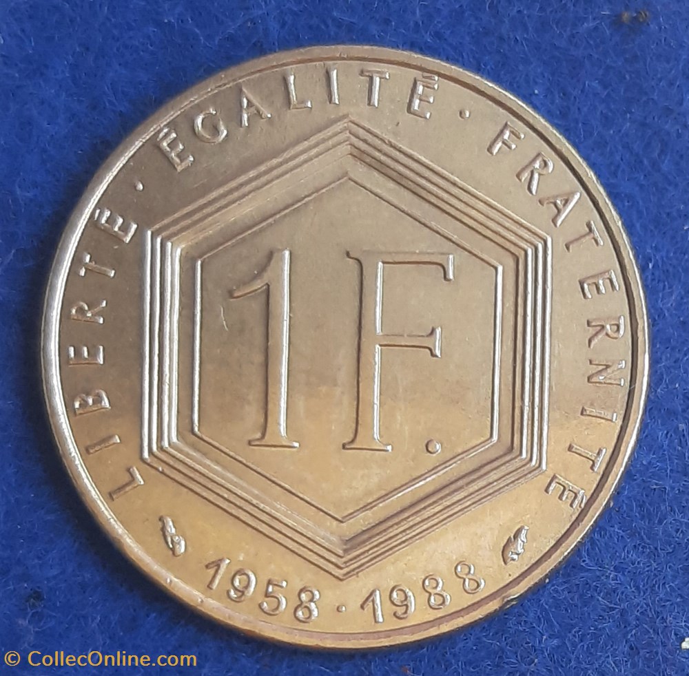 1988 - 1 franc commémorative monnaies monde france 1988 1 franc commemorative