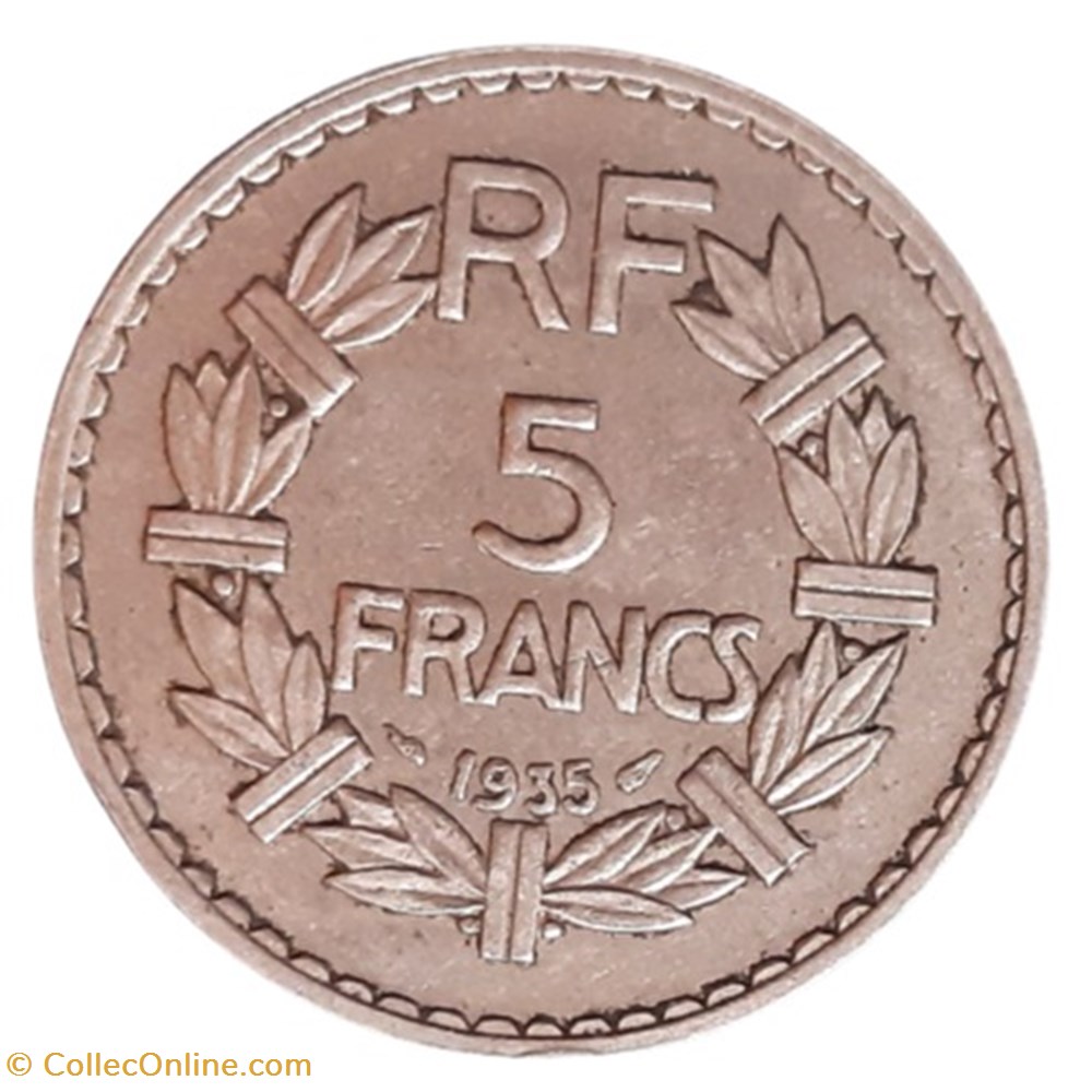 1935 - 5 francs monnaies monde france 1935 5 francs