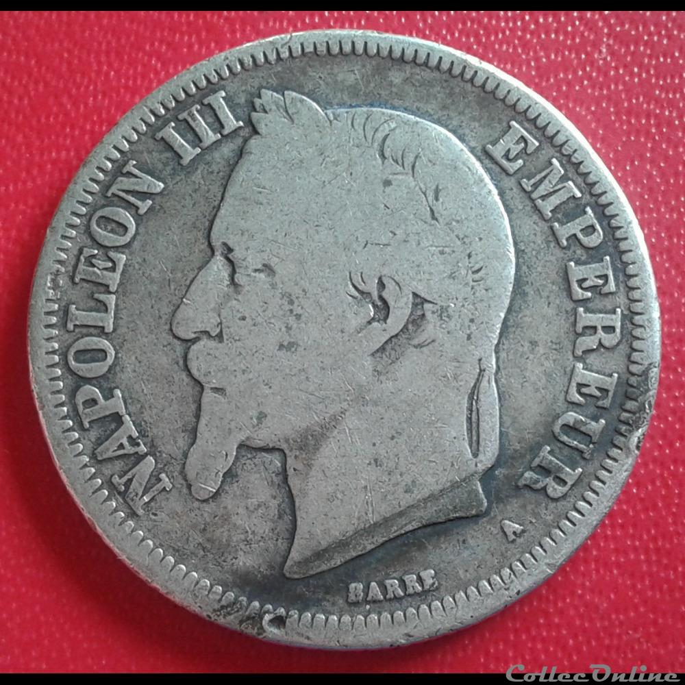 1869 A - 2 francs monnaies monde france 1869 a 2 francs