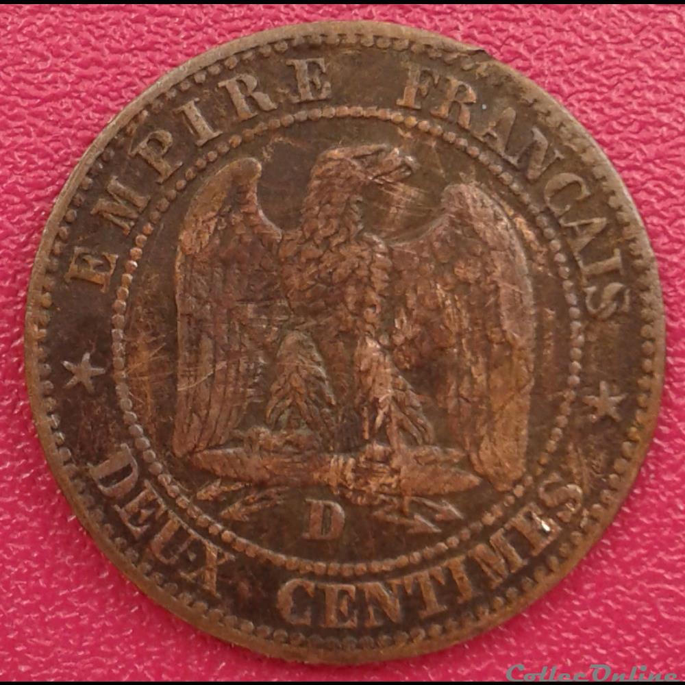 1853 D -2 centimes - grand D monnaies france modernes 1853 d 2 centimes grand d