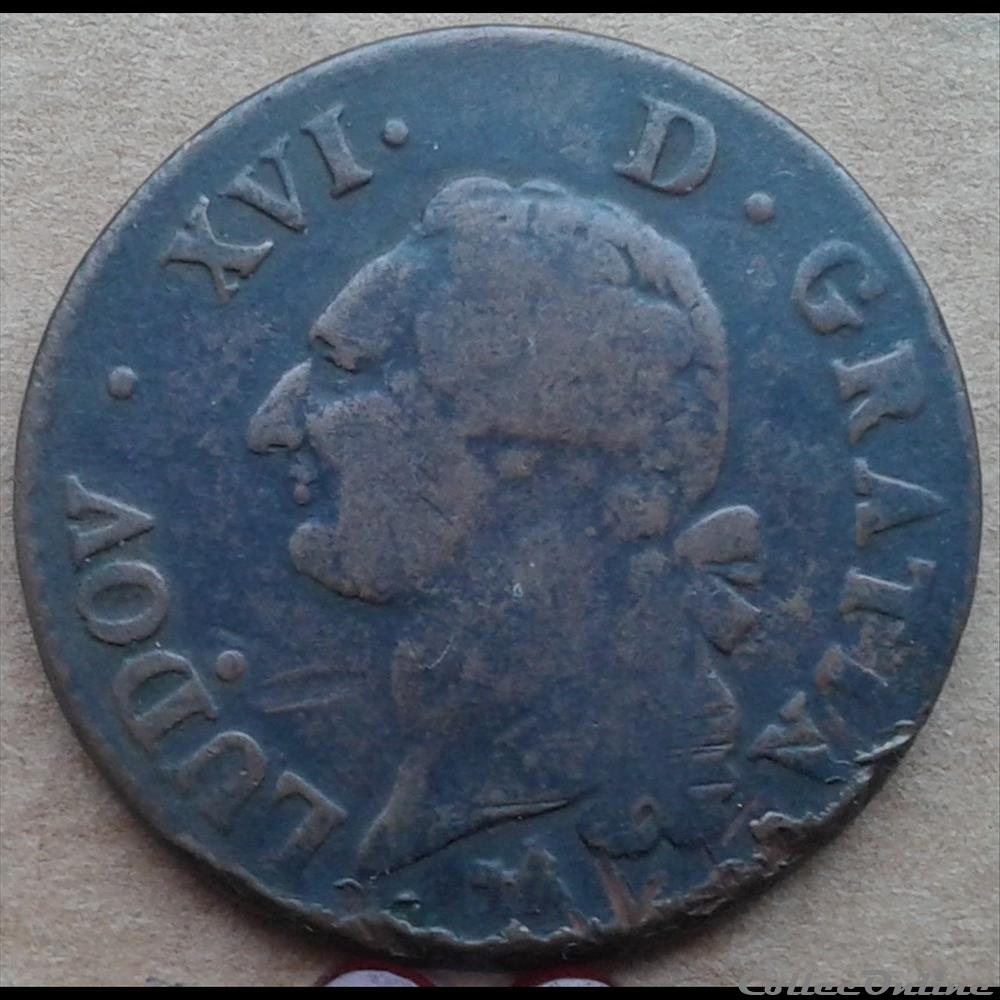 1791 - Sol à l'écu (exemplaire n°2) monnaies europe medievale france 1791 sol a ecu exemplaire n 2