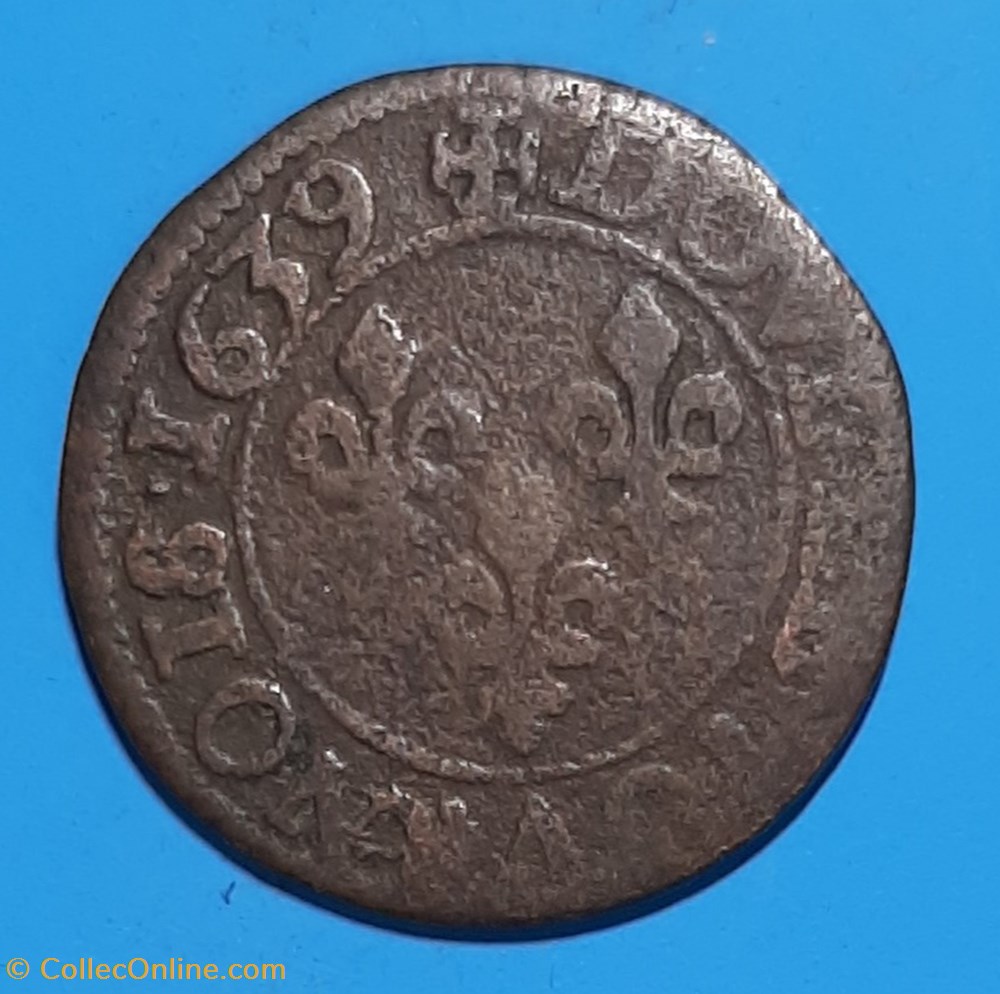 1639 E - Double tournois monnaie 1639 e double tournois