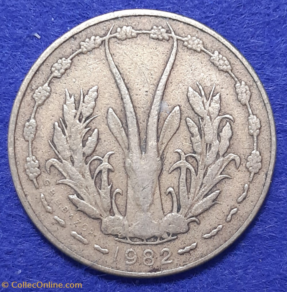 États Afrique de l'Ouest - 5 francs 1982 monnaies monde l etats afrique de ouest 5 francs 1982