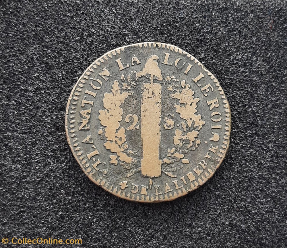 monnaies france modernes 1792 m 2 sols francois