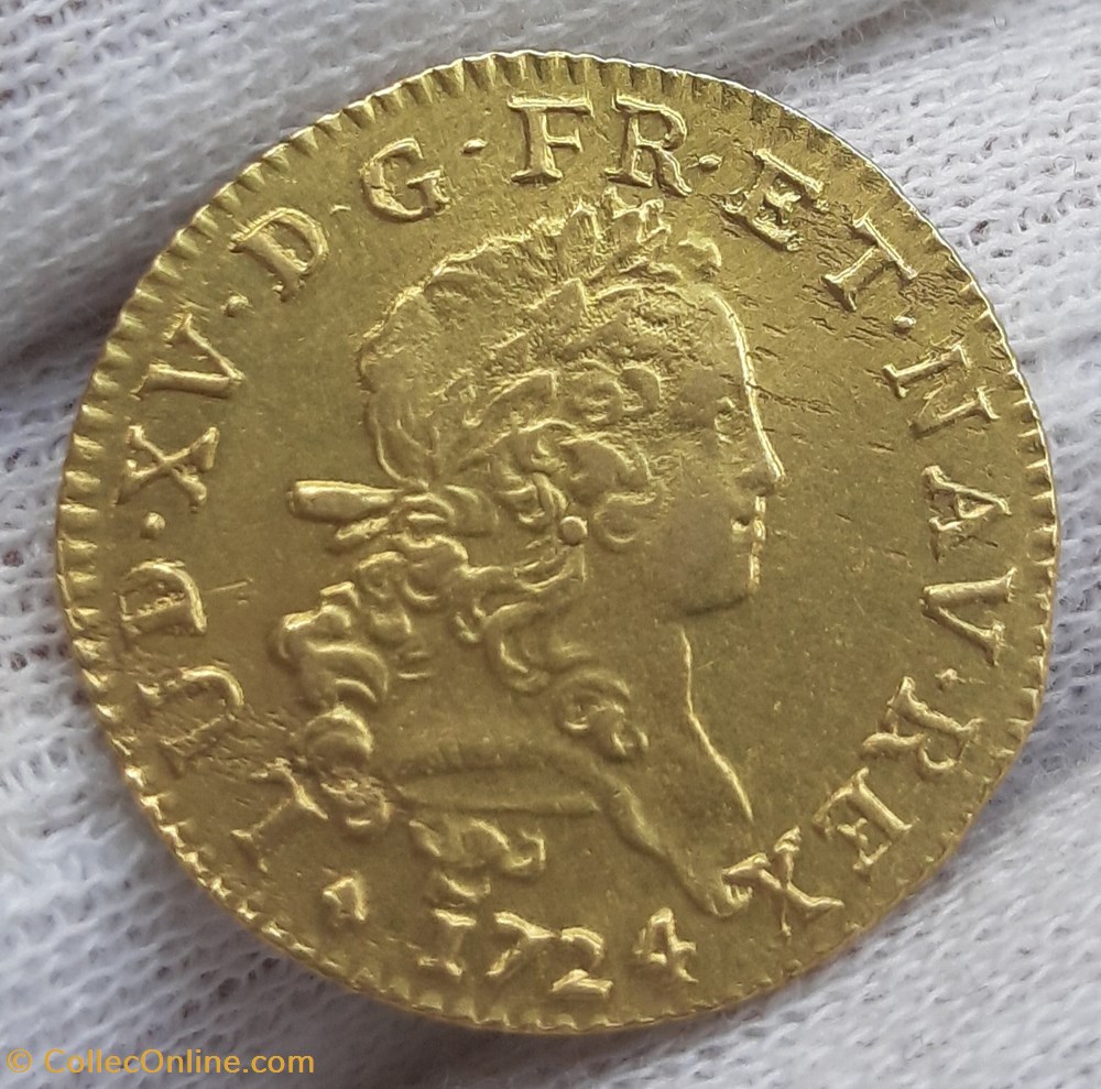 1724 - Louis d'or dit mirliton aux palmes longues monnaies europe medievale france royales 1724 louis or dit mirliton aux palmes longues