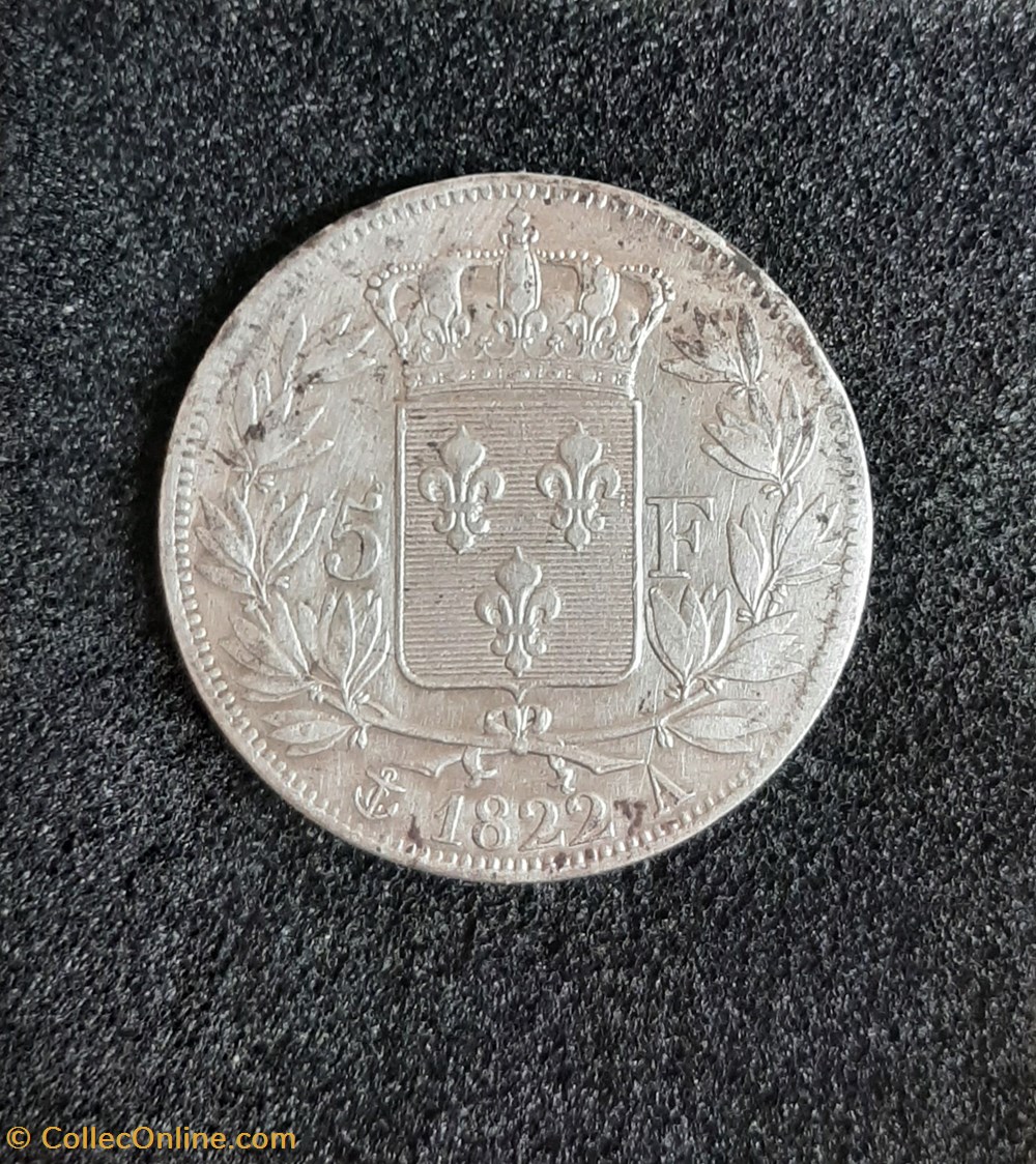 1822 A - 5 Francs monnaies monde france 1822 a 5 francs