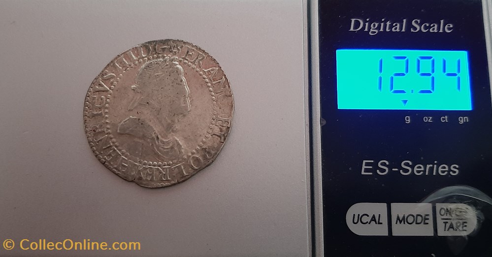 1586 - franc au col plat 5 monnaies monde france 1586 franc au col plat