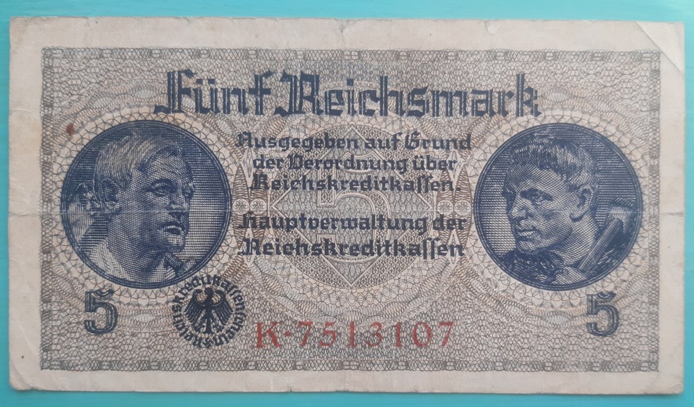 Allemagne -5 mark 1940-1945 billets europe allemagne 5 mark 1940 1945