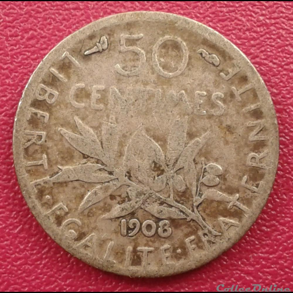 1908 - 50 centimes monnaies monde france 1908 50 centimes