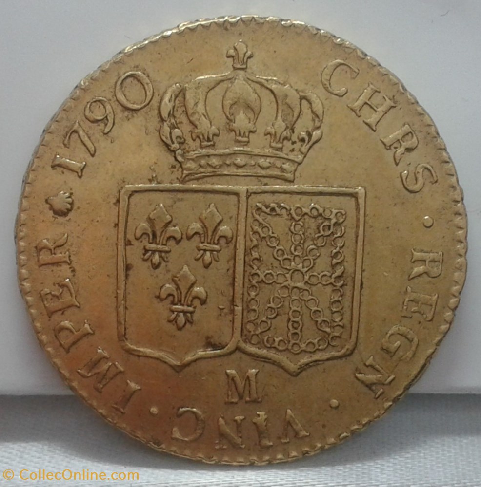 1790 M- Louis XVI - Double Louis d'or monnaies france a royales 1790 m louis xvi double louis or