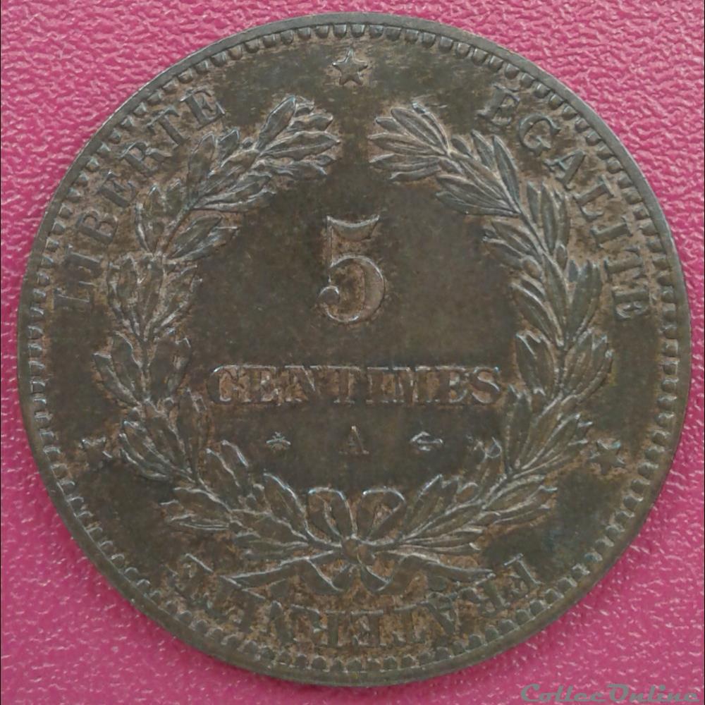 1874 A - 5 centimes monnaies monde france 1874 a 5 centimes