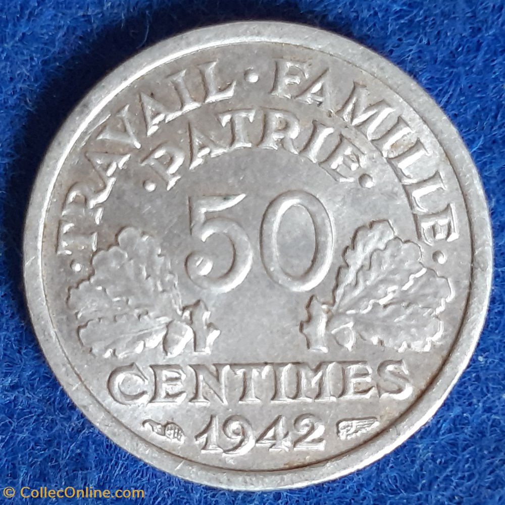 1942 - 50 centimes monnaies monde france 1942 50 centimes