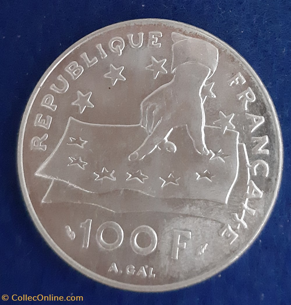 1991 - 100 francs commémorative monnaies monde france 1991 100 francs commemorative