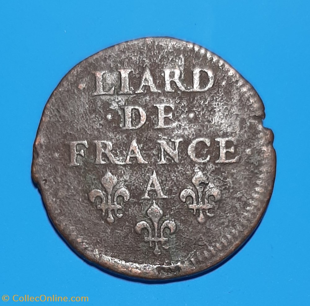 1655 A - Liard de France monnaie 1655 a liard de france