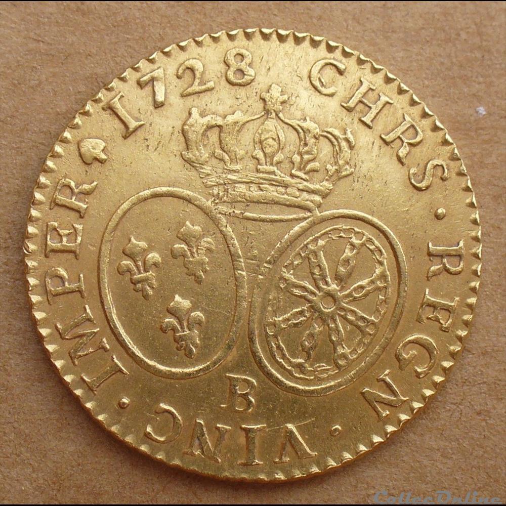 monnaies europe medievale a france royales 1728 louis or