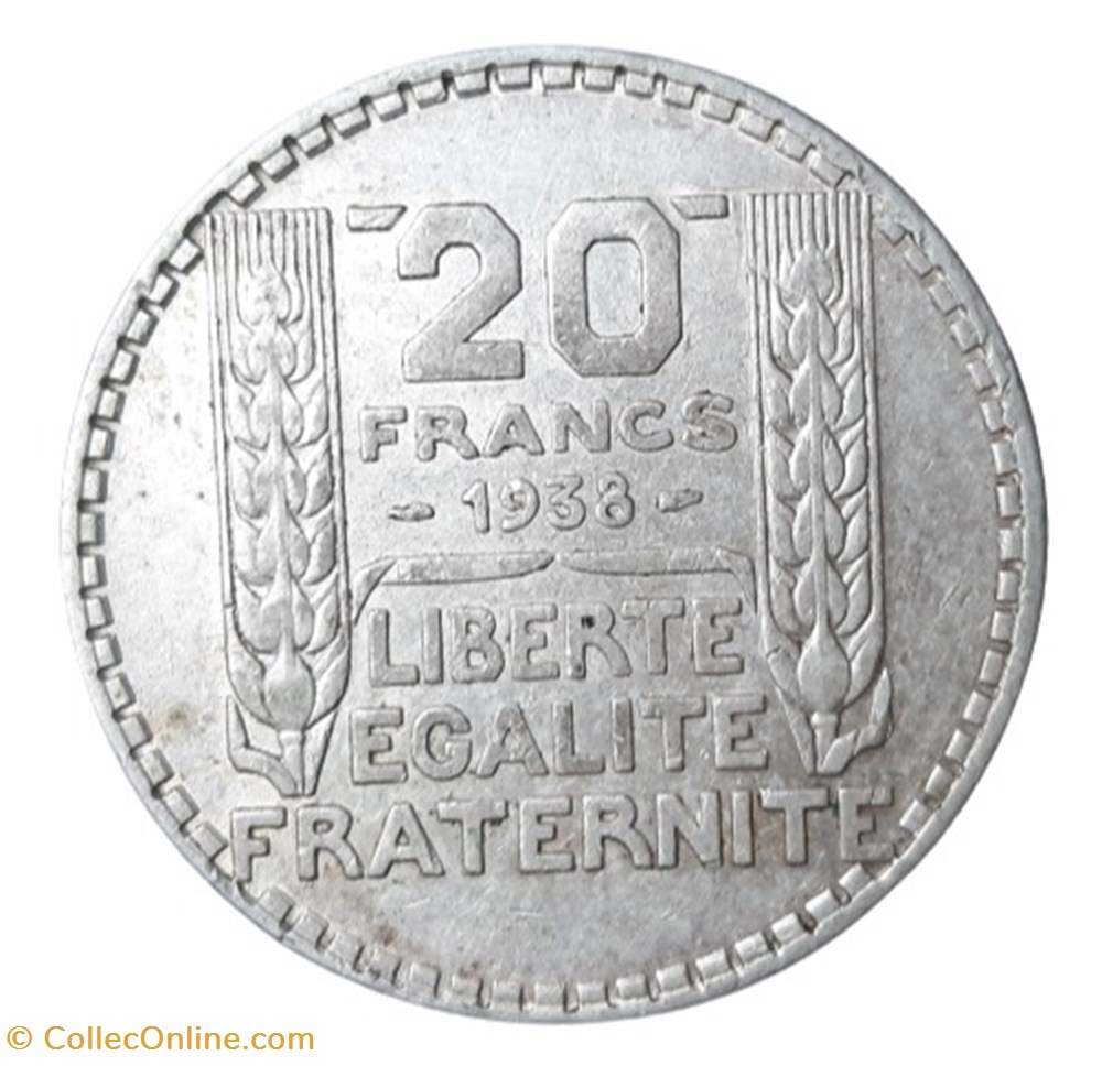 1938 - 20 francs monnaies monde france 1938 20 francs