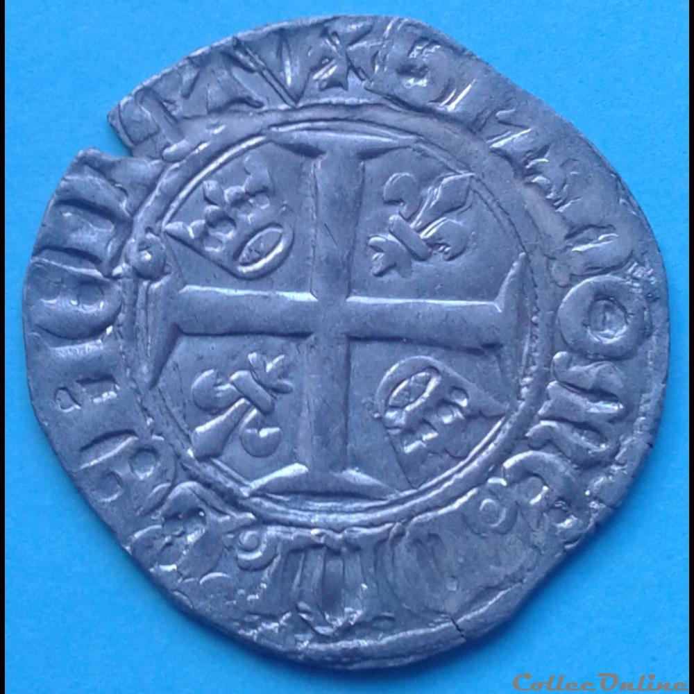 1411 - Blanc dit de guenar - Point creux monnaies europe medievale france royales 1411 blanc dit de guenar point creux