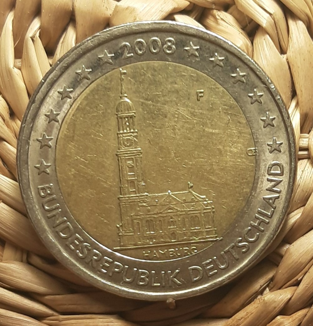 Allemagne - 2 euros 2008 - frappe semi hors virole monnaies allemagne 2 euros 2008 frappe semi hors virole
