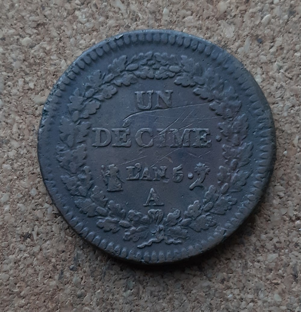 (1796-97) - 1 Décime L'AN 5 A monnaies monde france 1796 97 1 decime an 5 a