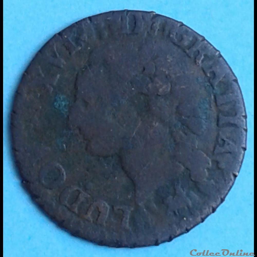 1791 - Liard à l'écu (2nd semestre) monnaies europe medievale france 1791 liard a ecu 2nd semestre