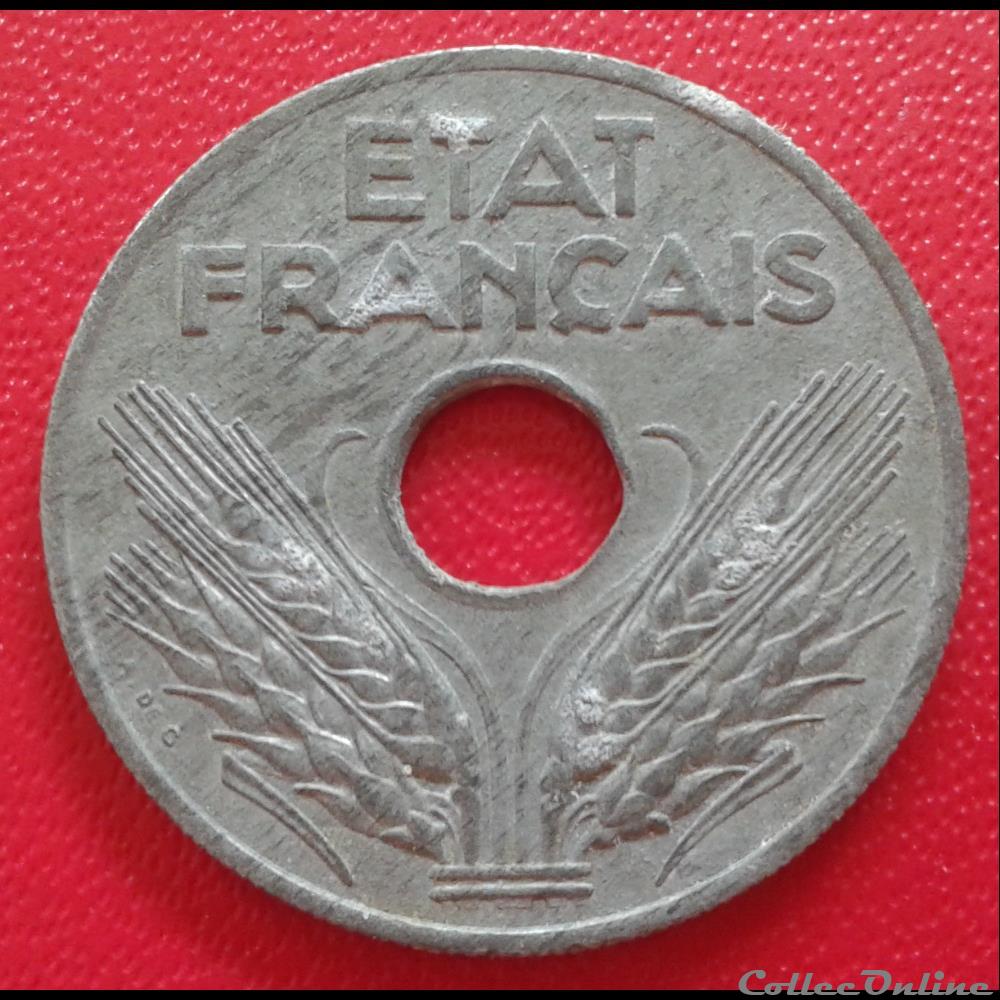 1943- 20 centimes - légère monnaies france a modernes 1943 20 centimes legere