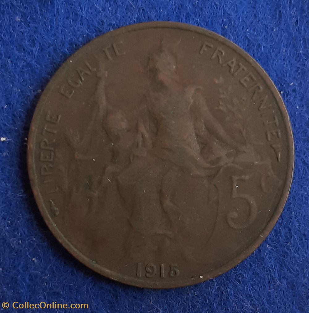 1915 - 5 centimes monnaies monde france 1915 5 centimes