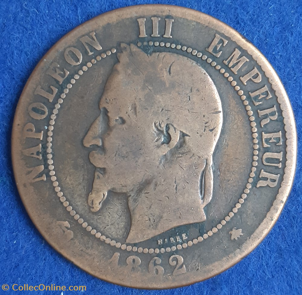 1862 A - 10 centimes monnaies monde france 1862 a 10 centimes