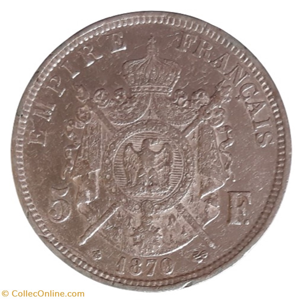 1870 BB - 5 francs monnaies monde france 1870 bb 5 francs